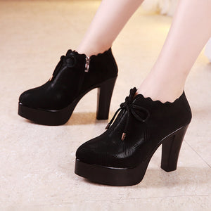 kamames Deep-Mouth Single Shoes Autumn Thick-Heeled Waterproof Platform Black Model Catwalk High-Heeled Shoes Women's Professional Work Shoes