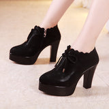 kamames Deep-Mouth Single Shoes Autumn Thick-Heeled Waterproof Platform Black Model Catwalk High-Heeled Shoes Women's Professional Work Shoes