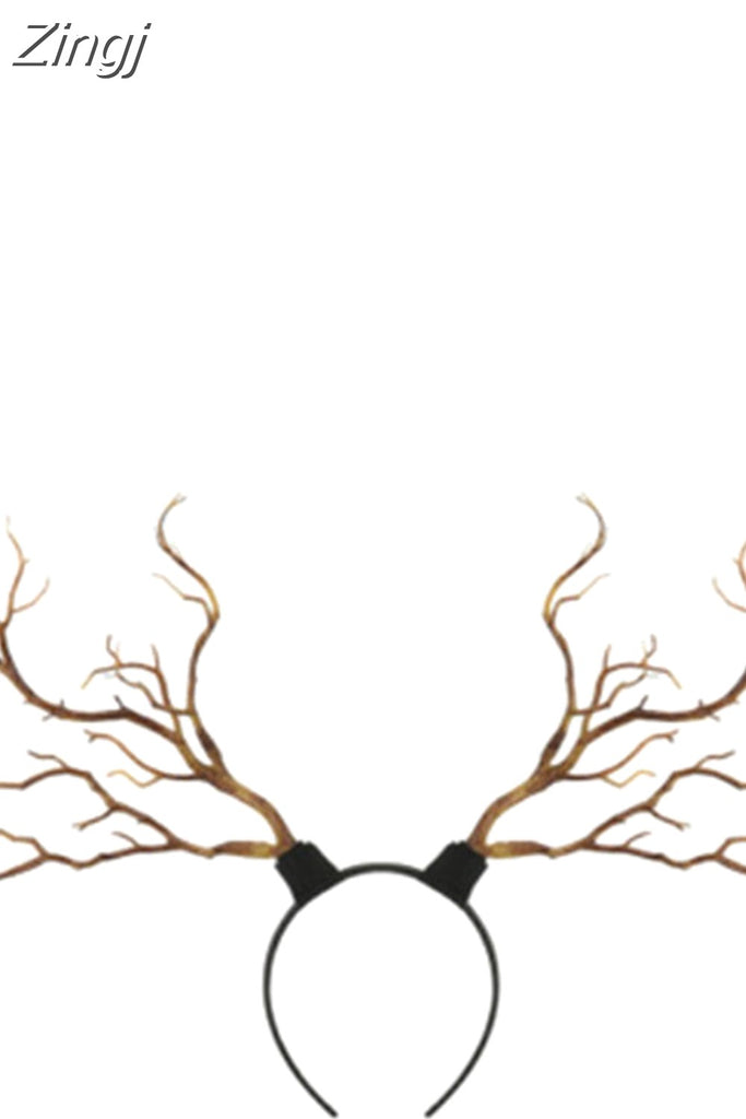 kamames Gothic Antler Butterfly Headdress Deer Horn Tree Branches Headband Jewelry Vintage Wedding Cosplay Halloween Accessories
