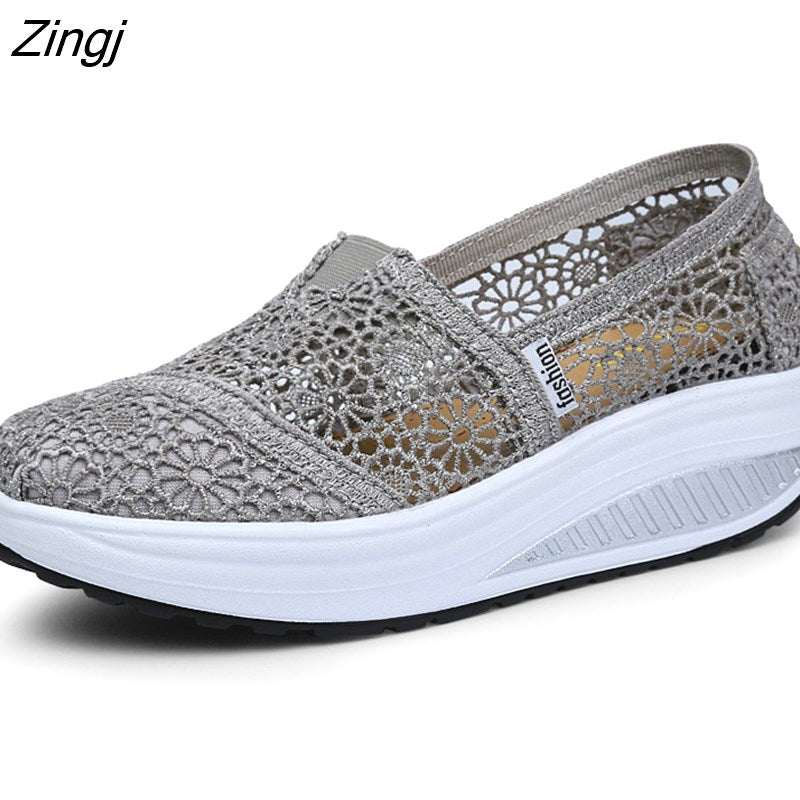 kamames Fashion Women's Thick-soled Breathable Mesh Non-slip Sports Fitness Rocker Ladies Sneakers Walking Shake Shoes