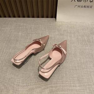 kamames High-Heeled Baotou Sandals Fairy Shoes 2024 New Spring And Summer French With Skirt Back Empty Tripping Single Shoes