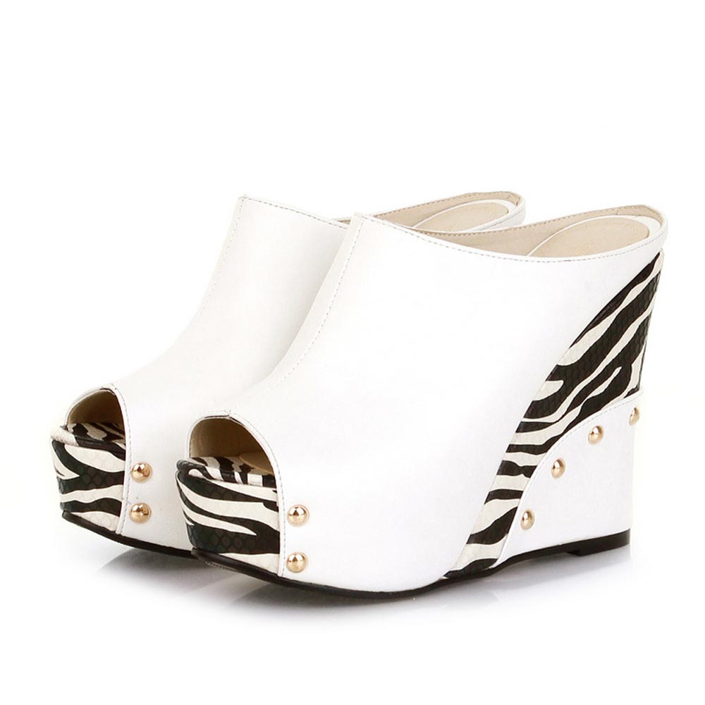 kamames Sgesvier 2022 Black White Stripe Summer Style Sexy Sandals Women's Wedges Slippers High Platform Heels for Shoes Woman B358