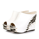 kamames Sgesvier 2022 Black White Stripe Summer Style Sexy Sandals Women's Wedges Slippers High Platform Heels for Shoes Woman B358