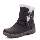 kamames Fashion Winter Boots Women Snow Boots Flat Heels Winter Shoes Warm Fur Boot Mid-Calf Spring Autumn Women's Shoes Plus Size 46