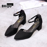 kamames Pumps for Women Buckle Ankle Strap Red Bottom Heels Woman Leather Party Office Dress Shoes Plus Size