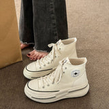 kamames kamames Spring And Autumn New Good Match Casual Women's Canvas Shoes Students Platform Platform Single Shoes Increased High Top Women's Shoes
