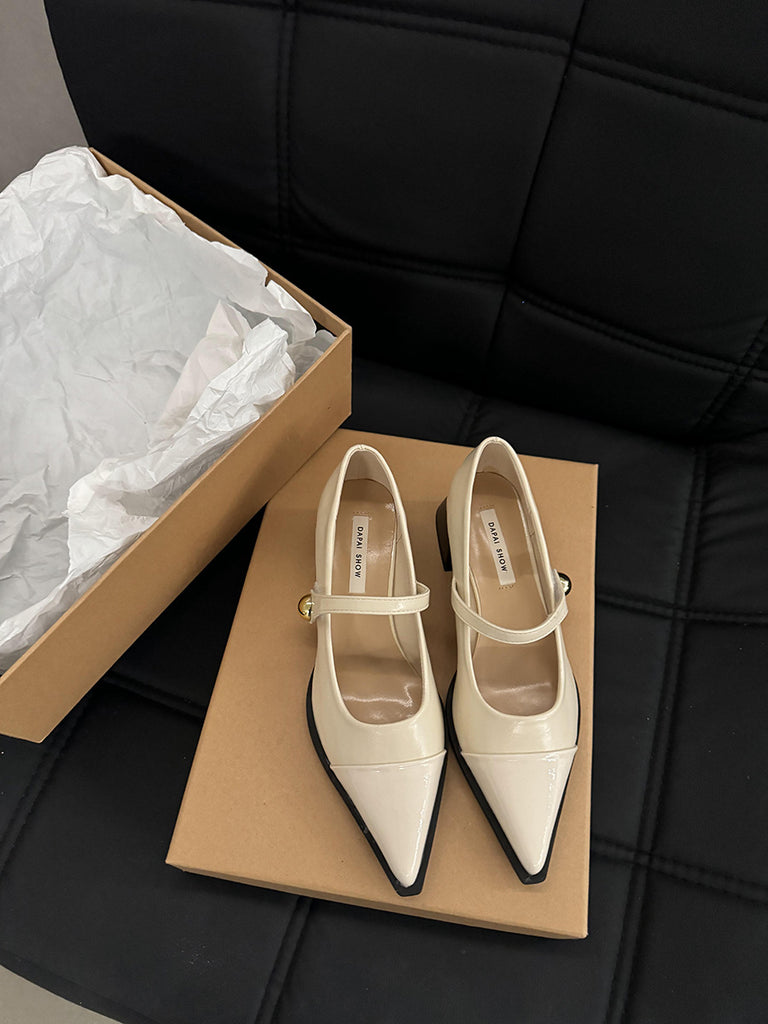 kamames Heels Retro Mary Shoes, High Heels, Women's Shoes, Black Shoes, Autumn And Winter Korean Version Of Sensitive Shoes, Small Leather Shoes.