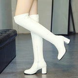 kamames Fashion Knee High Boots Women's Winter Boots Thick High Heels Long Boots Round Zipper Winter Autumn Shoes Woman