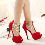 kamames Sandals Women's Heels Fish Mouth Waterproof Table Summer 45 Color Large Size Shoes