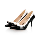 kamames Sgesvier size 30-45 new arrival 2020 women pumps fashion bowtie pu party shoes woman thin heels pointed toe slip-on lady shoes