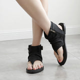 kamames Heel Sandals Women's Large Size 2024 New Ethnic Style Students' Summer Sandals Gao Bang Roman Shoes