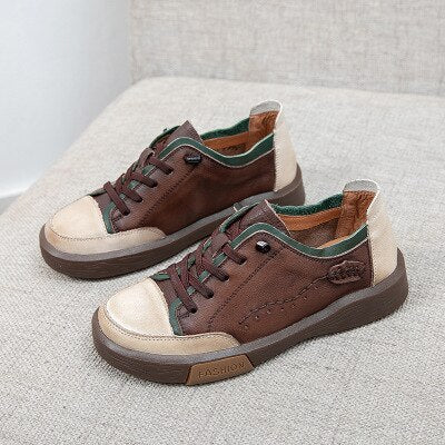 kamames Women Casual Shoes Fashion Breathable Genuine Leather Shoes Sneakers Women Flat Shoes Female Footwear 1028-0