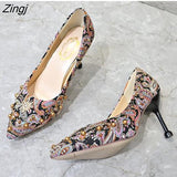 kamames crystal metal snow rivets single shoes red/black women wedding shoes pointed toe thin high heels slip on pumps stilettos
