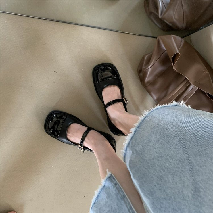 kamames Evening Wind Gentle Thick Soles Mary Jane Single Shoes Spring And Autumn Fragrant Style British Small Leather Shoes INS Trend