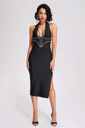 Kamames Rosie Diamante Halter Midi Bandage Dress