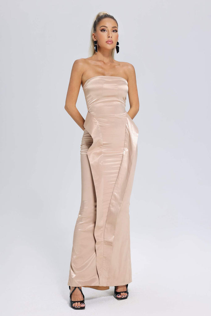 Kamames Reda Fishtail Tube Satin Maxi Dress
