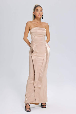 Kamames Reda Fishtail Tube Satin Maxi Dress