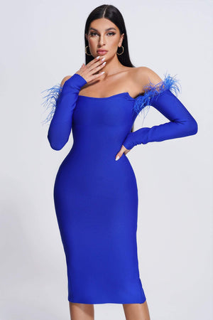 Kamames Danan Feather Midi Bandage Dress