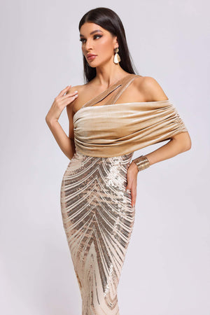 Kamames Elaine One Shoulder Sequin Dress