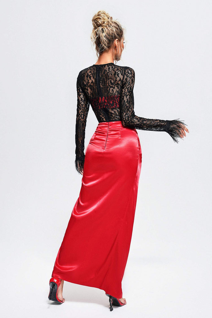 kamames Dimetra Lace Satin Maxi Dress
