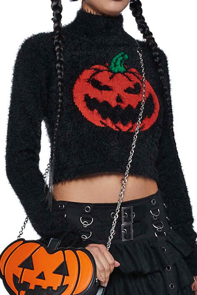 kamames Pumpkin Half Turtleneck Long Sleeve Sweater