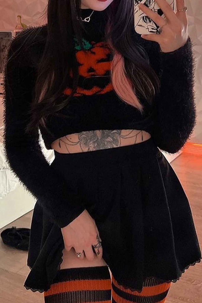 kamames Pumpkin Half Turtleneck Long Sleeve Sweater