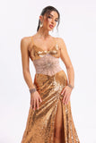 kamames Cora Golden Sequins Midi Dress