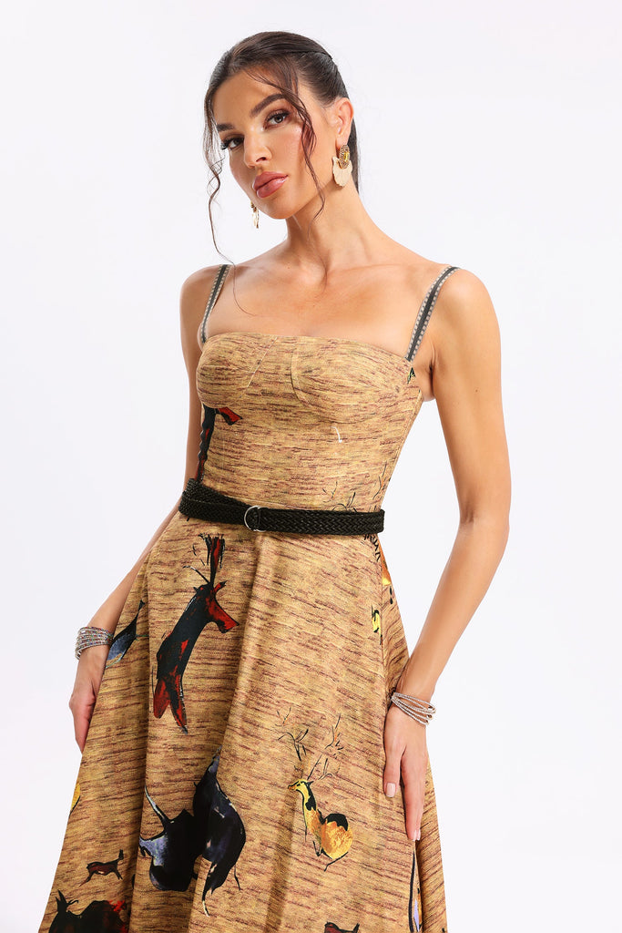 kamames Coral Print Midi Dress
