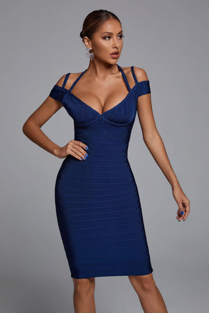kamames Darlene Bandage Midi Dress - Navy