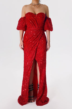 kamames Eileen Sequins Strapless Maxi Dress