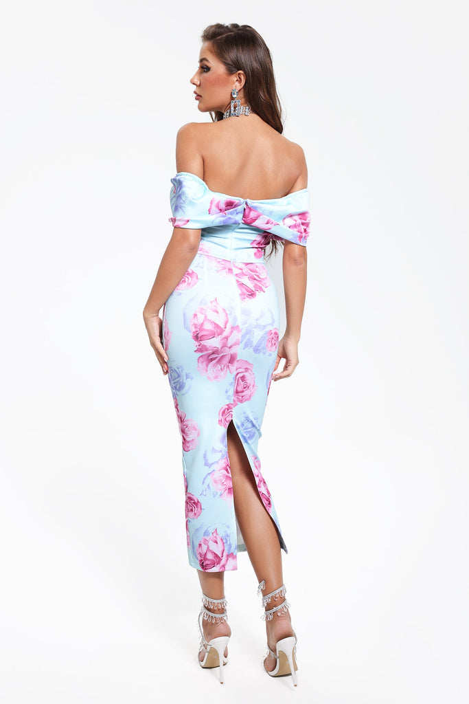kamames Else Strapless Printed Midi Dress