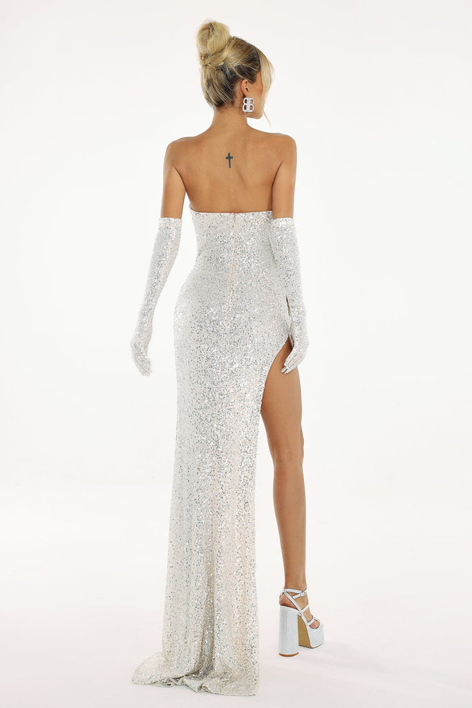 kamames Eva Strapless Slit Maxi Dress