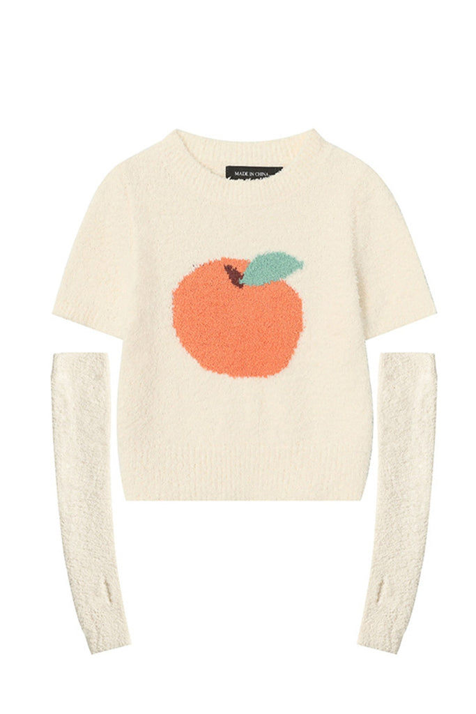 kamames Fruit Pattern Jacquard Sleevelet Sweater