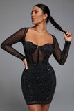 kamames Hatty Diamond Corset Bodycon Dress - Black