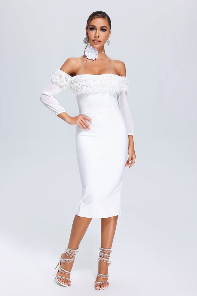 kamames Rosanna Off-Shoulder Bandage Midi Dress