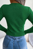 kamames Solid Color Cable Knit Cut-out Sweater