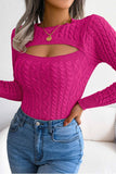 kamames Solid Color Cable Knit Cut-out Sweater