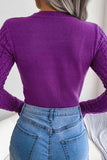 kamames Solid Color Cable Knit Cut-out Sweater