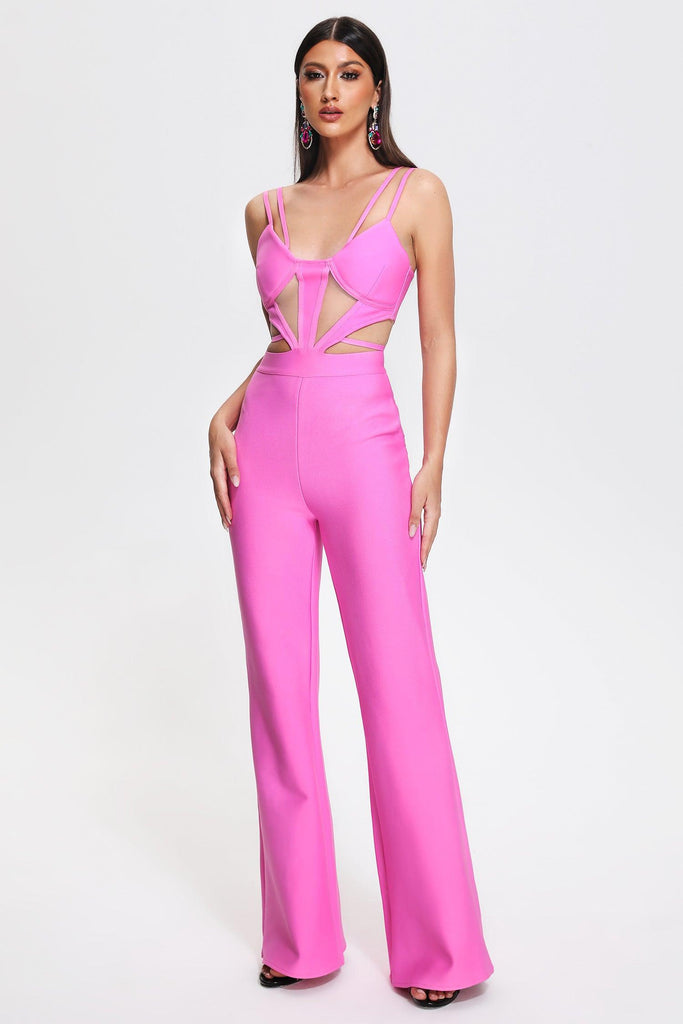 kamames Feher Bandage Jumpsuit