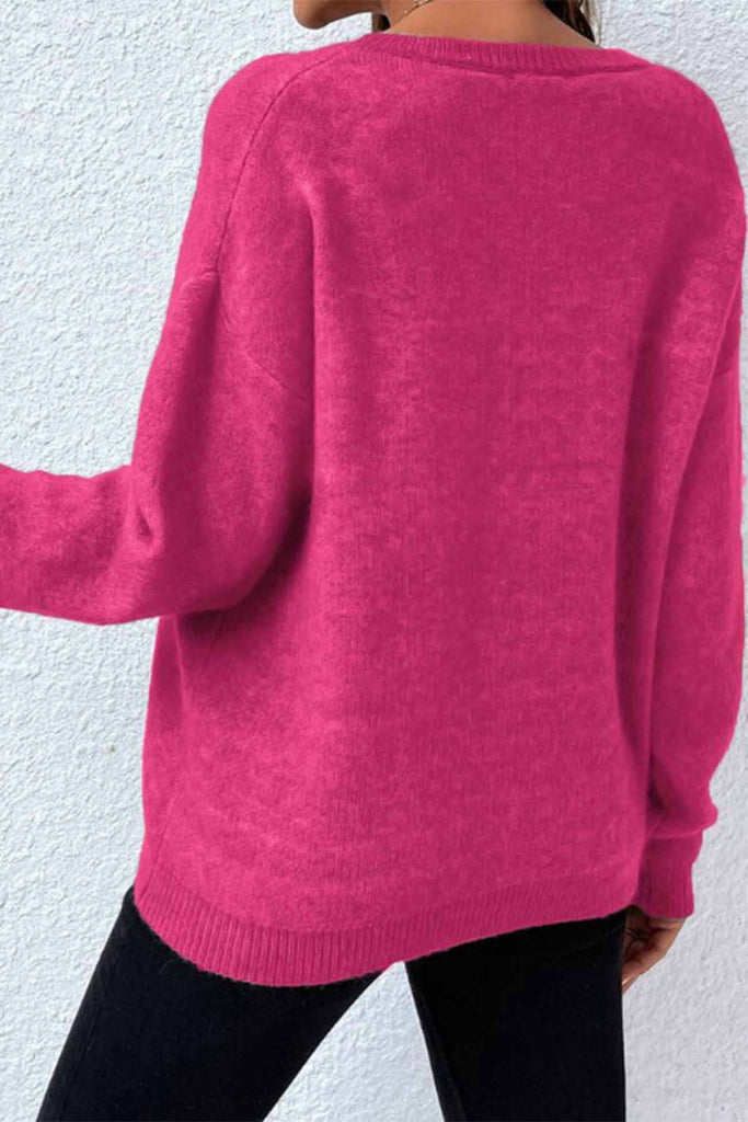 kamames Crew Neck Star Long Sleeve Knitted Sweater