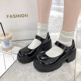 kamames And Summer Jk Uniform Shoes Heightened Thick Soles Student Mary Jane High-Heeled Vintage Single Shoes British Style Small Leather Shoes