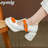 kamames Mary Jane shoes women's 2022 autumn round toe thick heel T-buckle high heels fashion all-match high heels women