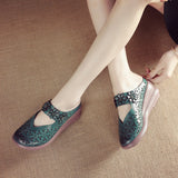 kamames kamames Muffin Heel Flat-Soled Women's Slippers Cave Style Leather Hollowed-Out Sticky Mother Shoes Flat Soles Raised Soft Soles