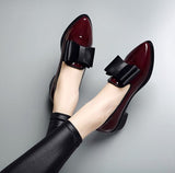 kamames kamames Leather Shoes Women In 2023 Autumn New Bow Korean Version Fashion Pointed Large Size Bright Leather Low Heel Flat Single Shoes Women