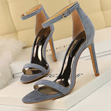 BIGTREE Shoes Super High Heels Suede Women Heels Open Toe Woman Pumps Sexy Party Shoes Stiletto Heels Summer Women Sandals 2022