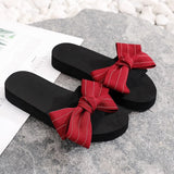 2020 Women Summer Stripe Beach Sandals Slipper Indoor Outdoor Flip-flops Beach Shoes Fashion Female Casual Bow Slippers