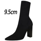 BIGTREE Shoes Women Boots Fashion Ankle Boots Pointed Toe Stretch Boots Autumn Stiletto Socks Boots High Heels Ladies Shoes 2021