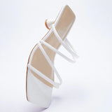 kamames ZA Brand 2022 Summer New White One Word With Fashion Square Toe High Heels Sexy Stiletto Muller Sandals And Slippers Women Shoes