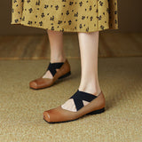 kamames kamames Pig Nose Shoes Female Spring 2024 New Inside And Outside Full Leather Retro Wind Ballet Shoes Protection