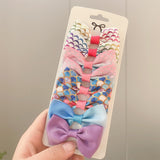 8Pcs/set Grosgrain Ribbon Unicorn Printed Bowknot Hair Clips For Cute Girls Handmade Barrettes Hairpins Kids Hair Accessories